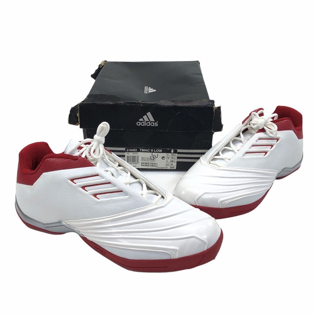 Deadstock Unworn 2002 - 2003 Adidas TMAC II 2 Low Men's Size 14 White Red 019483